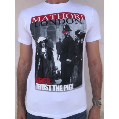 Mathori London - ''Never Trust the Pig'' T-Shirt in White